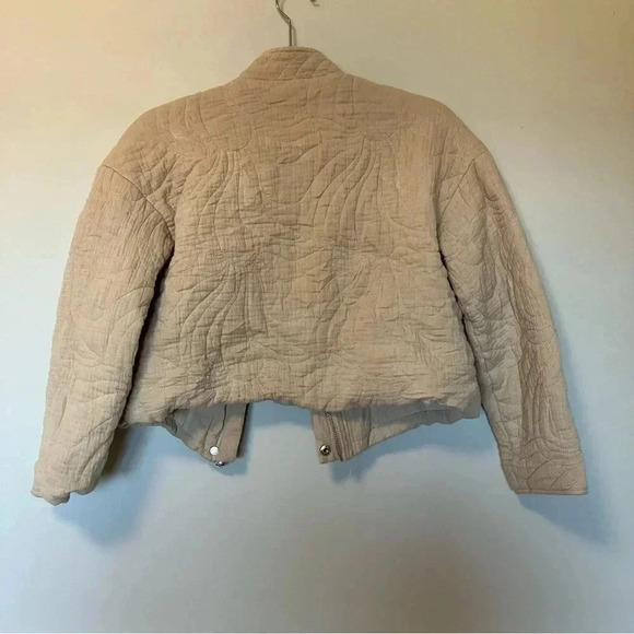 7 For All Mankind beige cotton quilted cropped  jacket - Picture 7 of 7